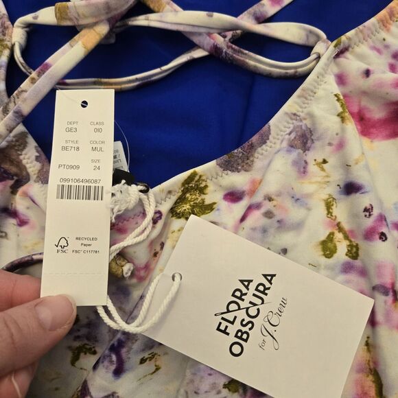 Flora Obscura X J.Crew Strappy-Back One-Piece Swimsuit Floral Size 24 - Picture 7 of 8